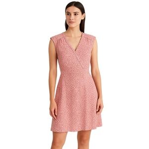 MONTEAU LOS ANGELES Pink Floral‎ VNeck Sleeveless Knee Length Dress Womens Large